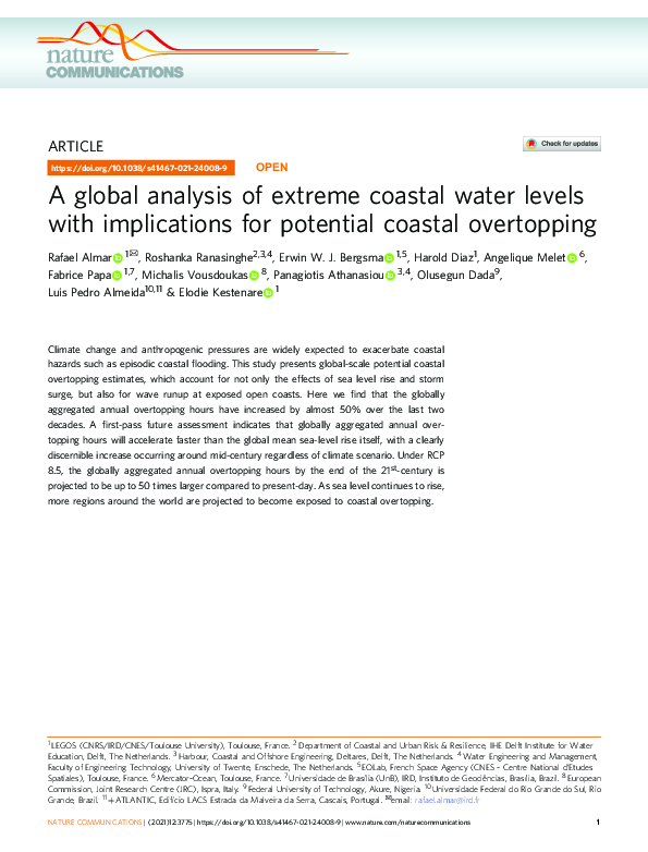 (PDF) A global analysis of extreme coastal water levels with ...