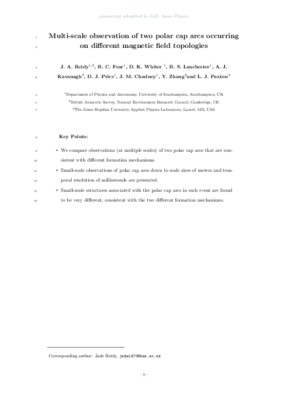 (PDF) Multiscale Observation of Two Polar Cap Arcs Occurring on ...
