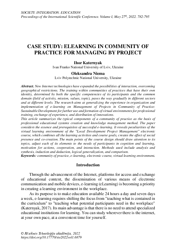 (PDF) Case Study: Elearning in Community of Practice for Managing by ...