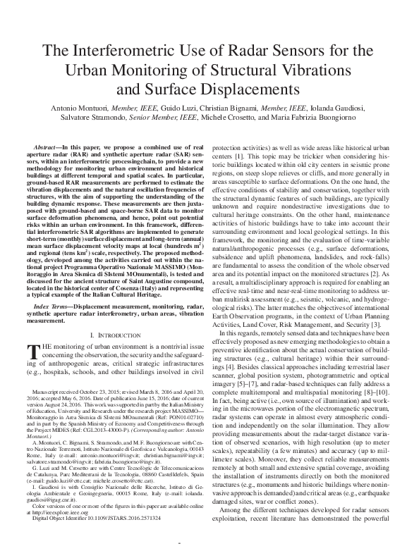 (PDF) The Interferometric Use of Radar Sensors for the Urban Monitoring ...