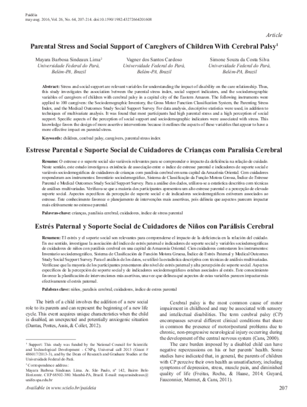 (PDF) Parental Stress and Social Support of Caregivers of Children With ...
