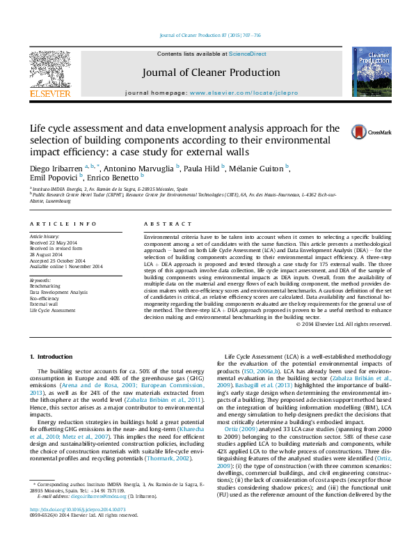 (PDF) Life cycle assessment and data envelopment analysis approach for ...