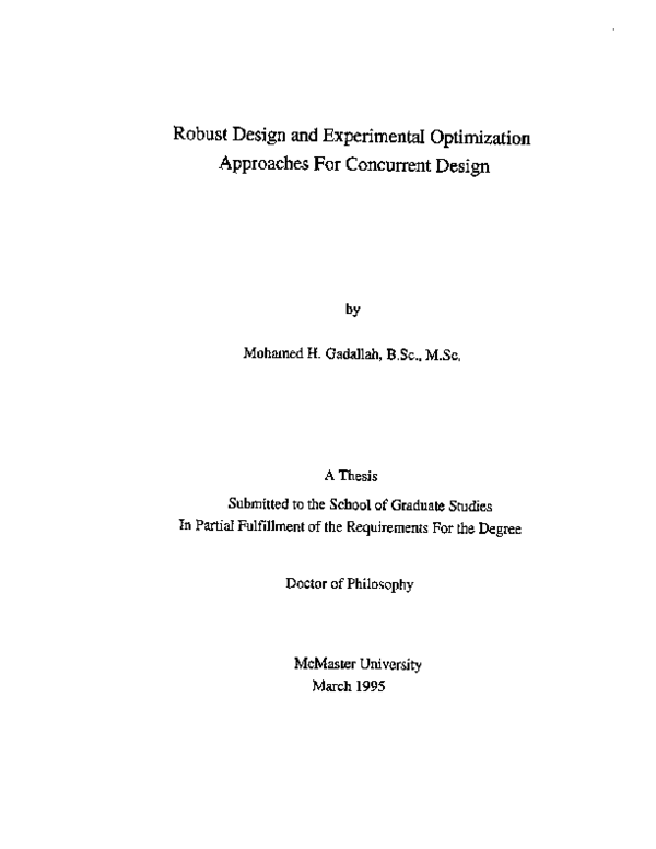 (PDF) Robust design and experimental optimization approaches for ...
