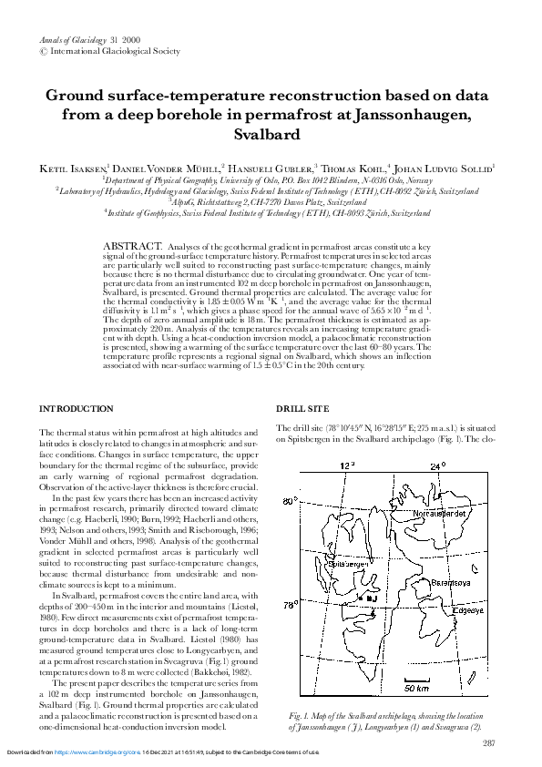  pdf ground surface temperature reconstruction based on data from a