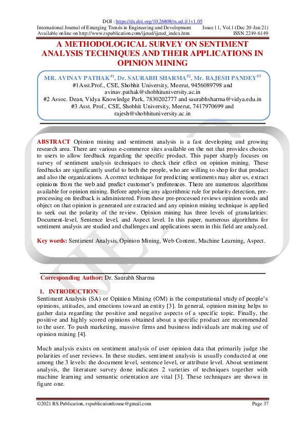 (PDF) A Methodological Survey on Sentiment Analysis Techniques and ...