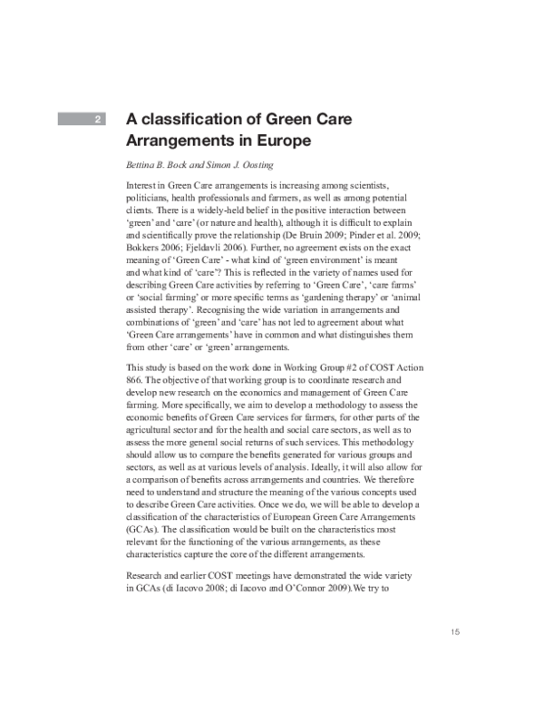 (PDF) A classification of green care arrangements in Europe