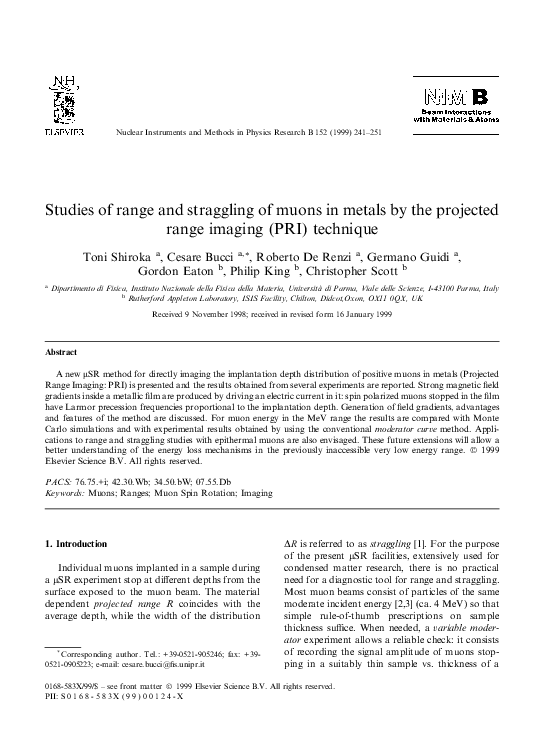 (PDF) Studies of range and straggling of muons in metals by the ...