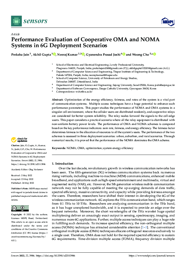 (PDF) Performance Evaluation of Cooperative OMA and NOMA Systems in 6G ...