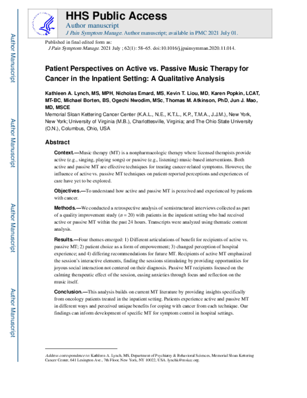 Passive Music Therapy