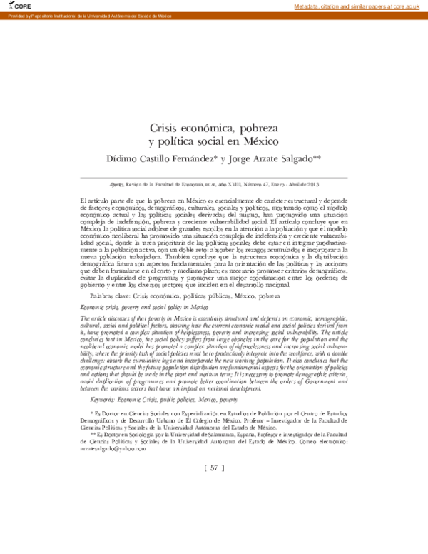 (PDF) Crisis económica, pobreza y política social en México