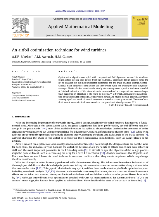 (PDF) An airfoil optimization technique for wind turbines