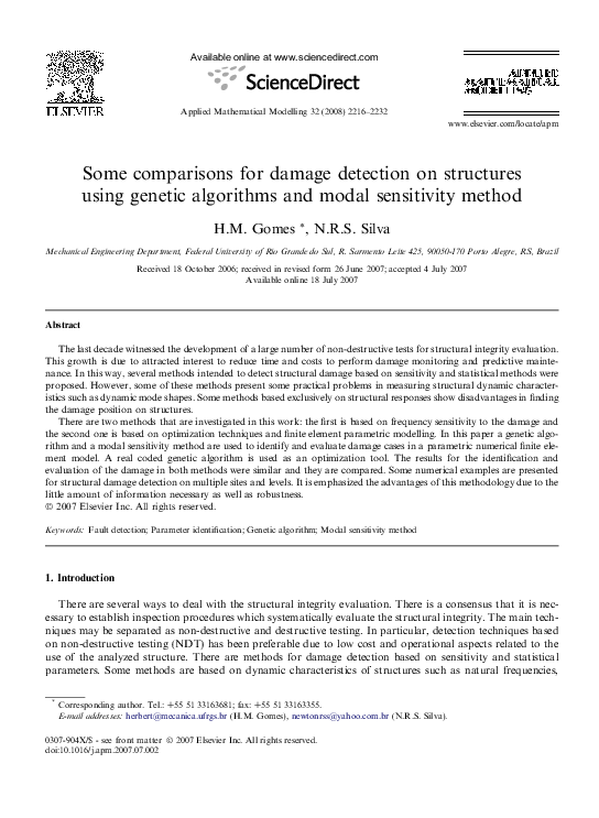 (PDF) Some comparisons for damage detection on structures using genetic ...