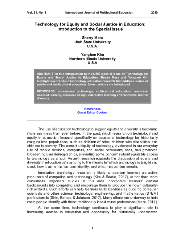 (PDF) Technology for Equity and Social Justice in Education ...