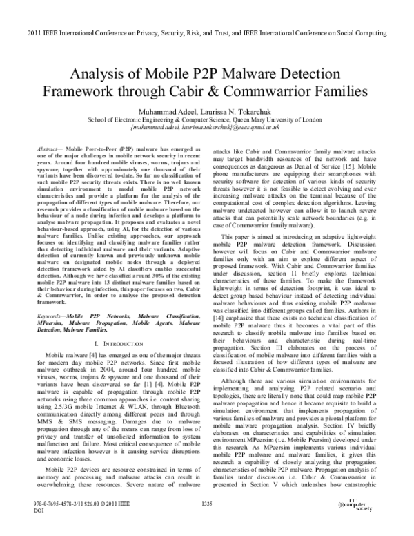 (PDF) Analysis of Mobile P2P Malware Detection Framework through Cabir ...