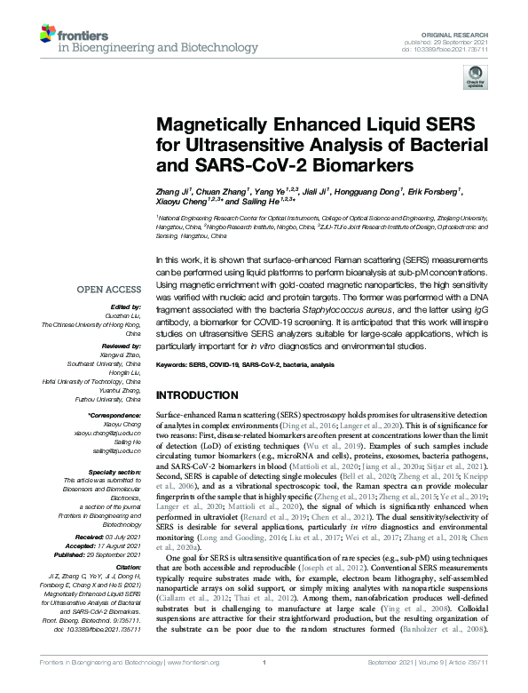 (PDF) Magnetically Enhanced Liquid SERS for Ultrasensitive Analysis of ...