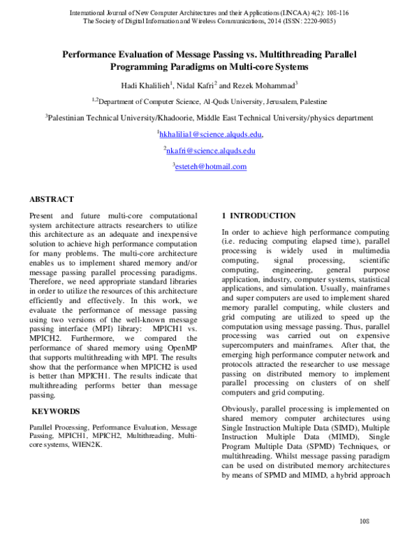  pdf performance evaluation of message passing vs multithreading