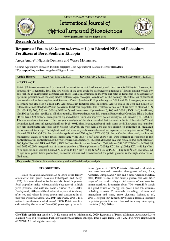 (PDF) International Journal of Agriculture and Biosciences