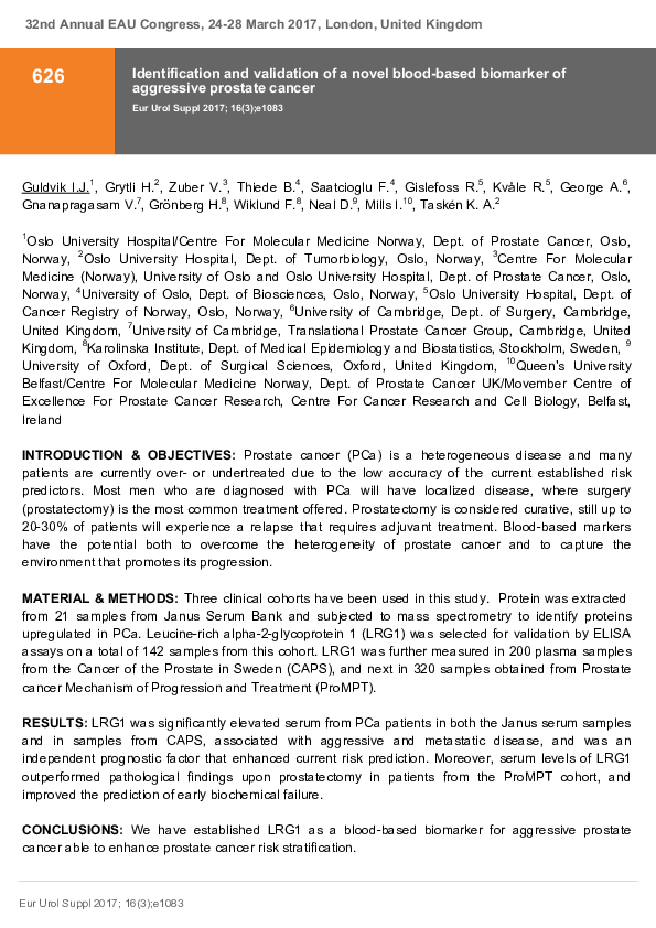 (PDF) Identification and validation of a novel blood-based biomarker of ...