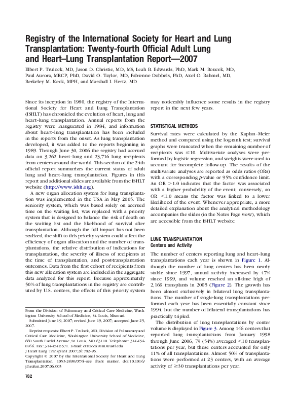(PDF) Registry of the International Society for Heart and Lung
