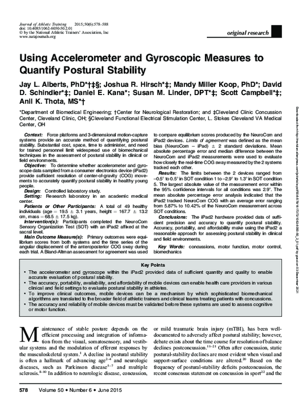 (PDF) Using Accelerometer and Gyroscopic Measures to Quantify Postural ...