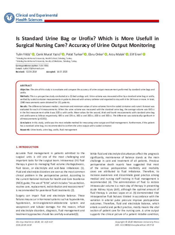 (PDF) Is standard urine bag or urofix? Which is more usefully in ...