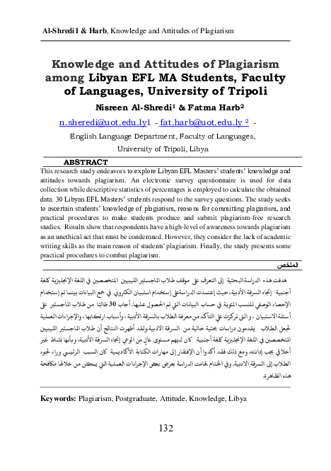 (PDF) Knowledge and Attitudes of Plagiarism among Libyan EFL MA ...