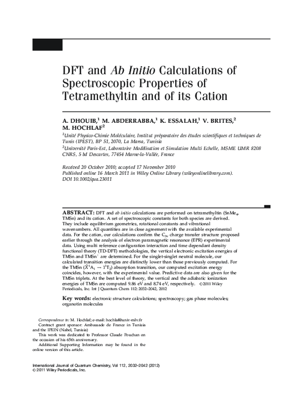 (PDF) DFT and Ab Initio calculations of spectroscopic properties of ...