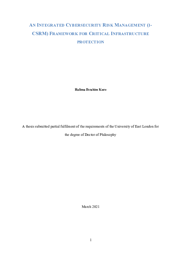 (PDF) An Integrated Cybersecurity Risk Management (I-CSRM) Framework ...