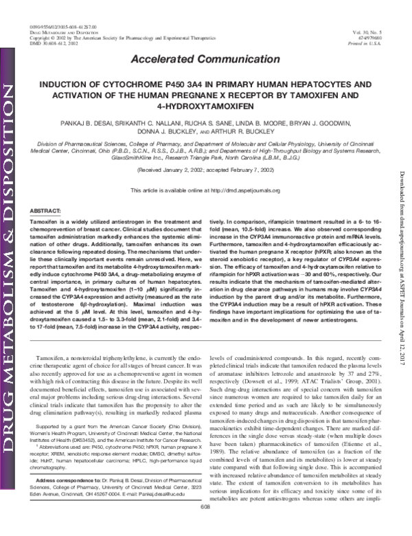 (PDF) Induction of Cytochrome P450 3A4 in Primary Human Hepatocytes and ...