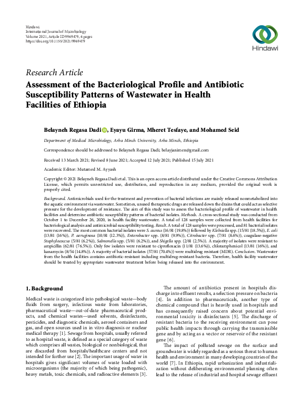 (PDF) Assessment of the Bacteriological Profile and Antibiotic ...