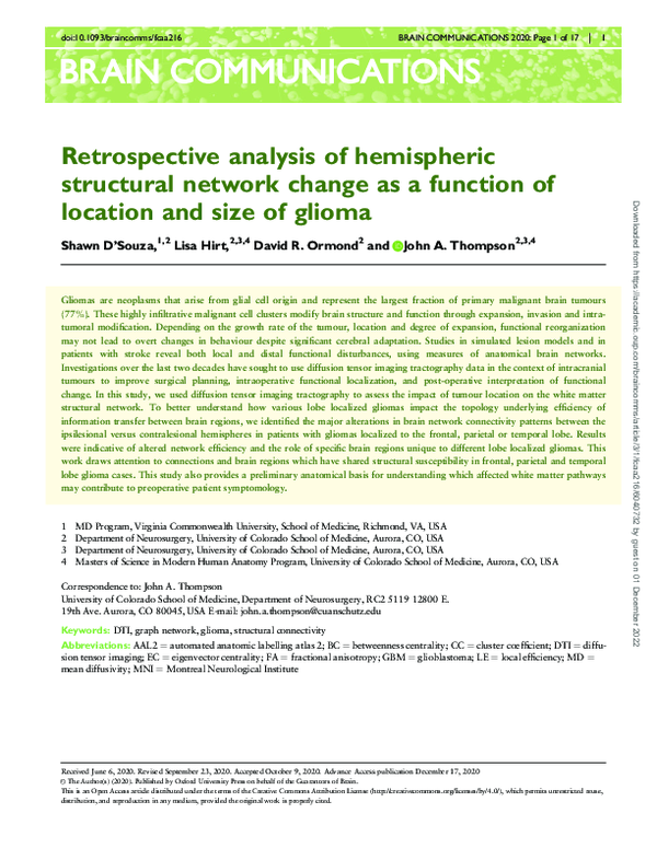 (PDF) Retrospective analysis of hemispheric structural network change ...