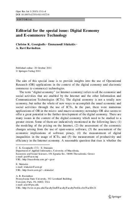 (PDF) Editorial for the special issue: Digital Economy and E-commerce ...
