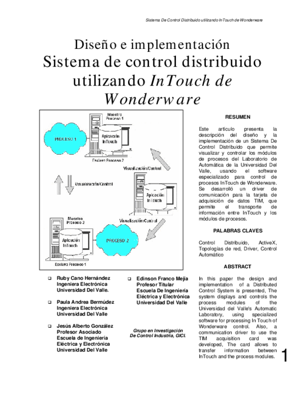 (PDF) Diseño e implementación Sistema de control distribuido utilizando ...