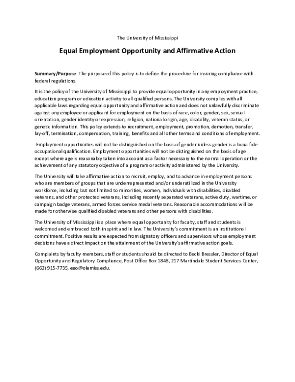 (PDF) Equal Employment Opportunity and Affirmative Action