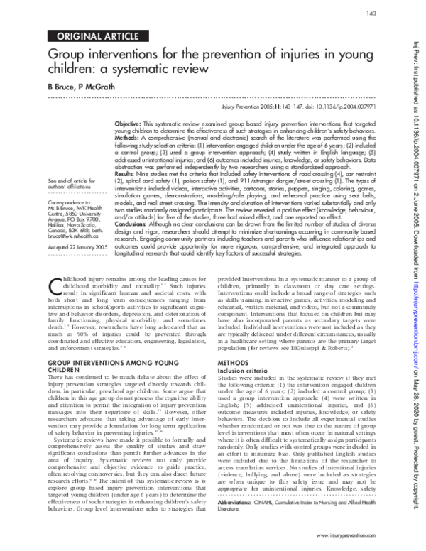 (PDF) Group interventions for the prevention of injuries in young ...