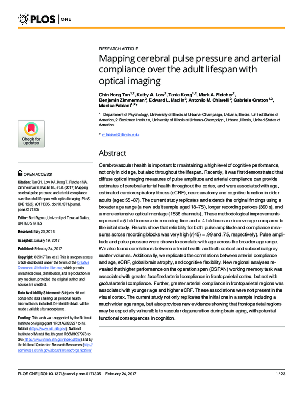 (PDF) Mapping cerebral pulse pressure and arterial compliance over the ...