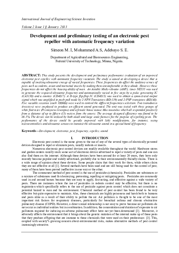 (PDF) Development and preliminary testing of an electronic pest ...