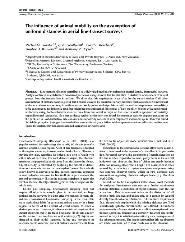 (PDF) The influence of animal mobility on the assumption of uniform ...