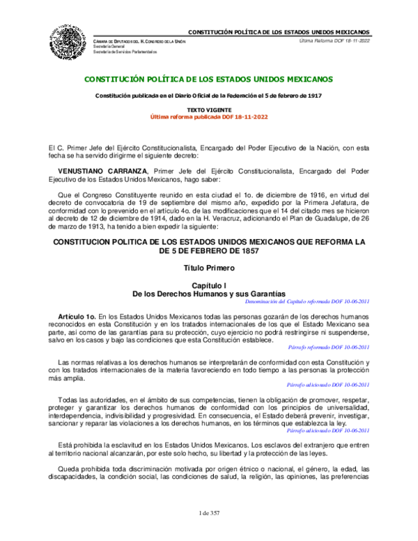 (PDF) CONSTITUCIÓN POLÍTICA DE LOS ESTADOS UNIDOS MEXICANOS