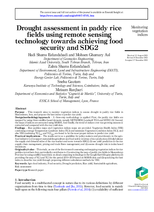 (PDF) Drought assessment in paddy rice fields using remote sensing ...