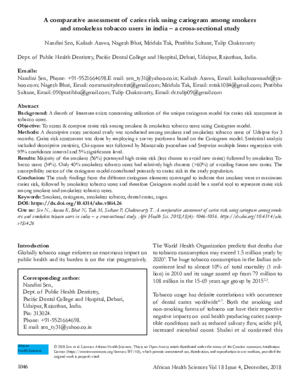 (PDF) A comparative assessment of caries risk using cariogram among ...