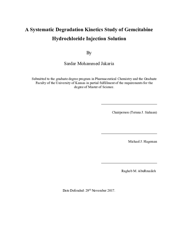 (PDF) A Systematic Degradation Kinetics Study of Gemcitabine ...