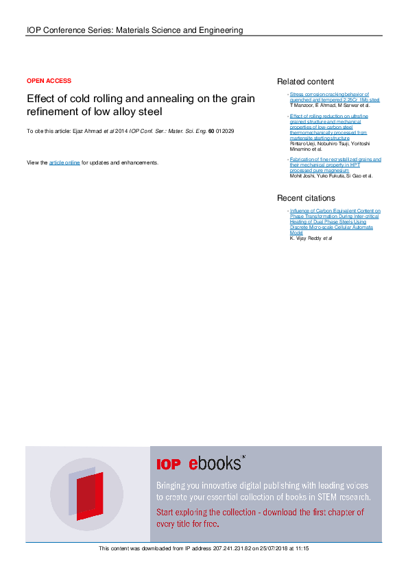 (PDF) Effect of cold rolling and annealing on the grain refinement of ...