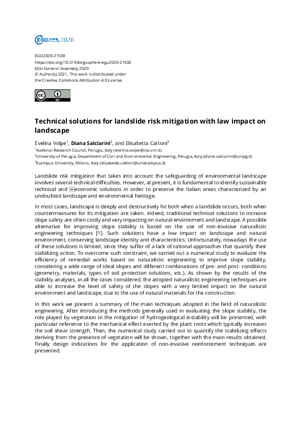 (PDF) Technical solutions for landslide risk mitigation with law impact ...