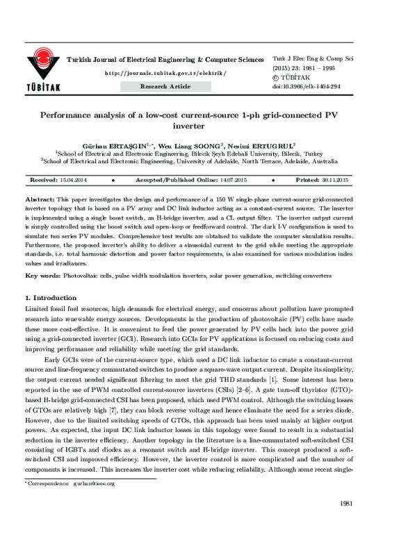 (PDF) Performance analysis of a low-cost current-source 1-ph grid ...