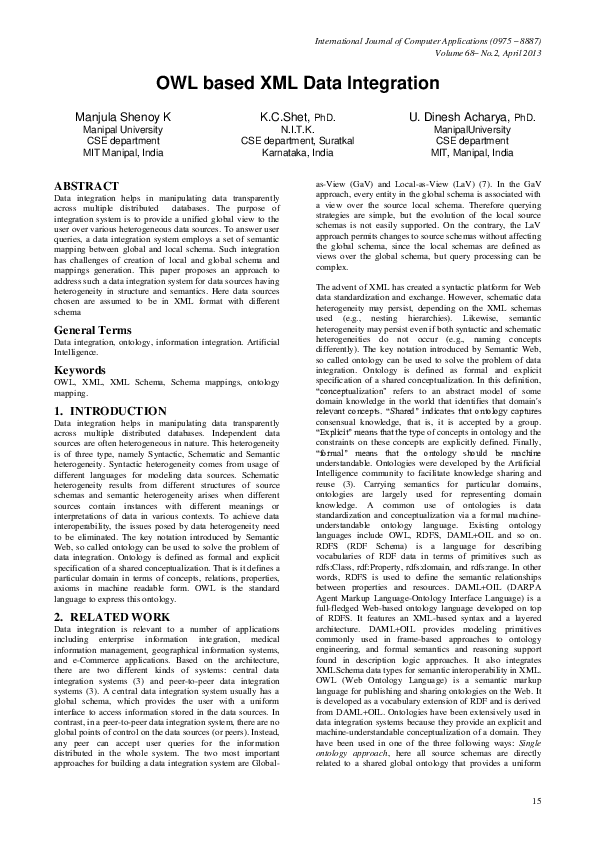(PDF) OWL based XML Data Integration