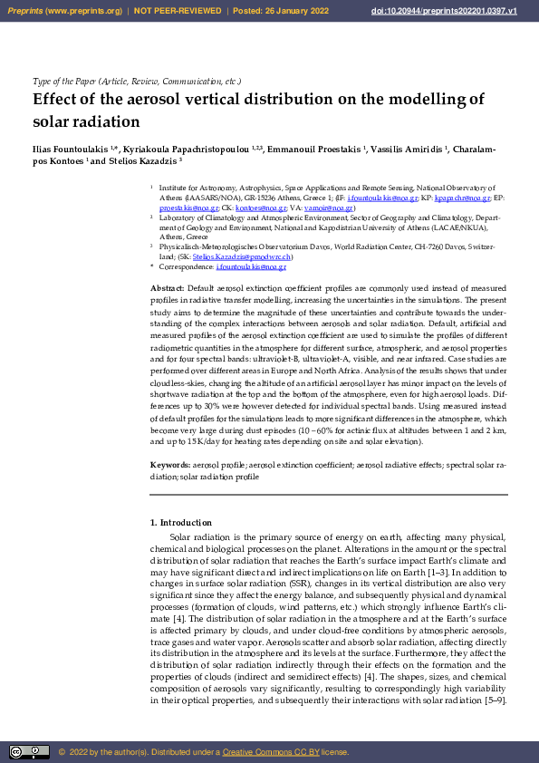 (PDF) Effect Of The Aerosol Vertical Distribution On The Modelling Of ...