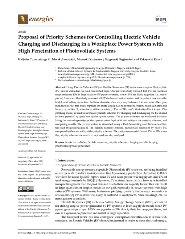 (PDF) Proposal of Priority Schemes for Controlling Electric Vehicle ...