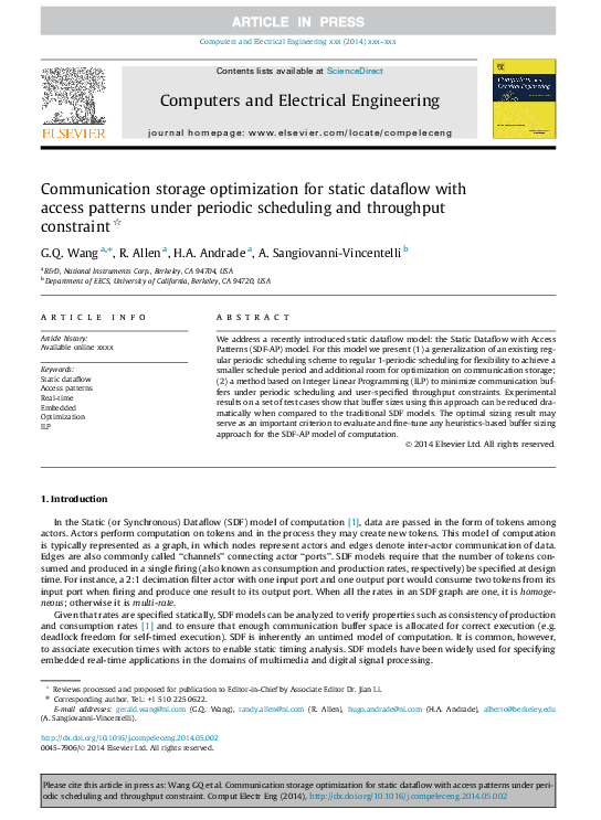 (PDF) Communication storage optimization for static dataflow with ...