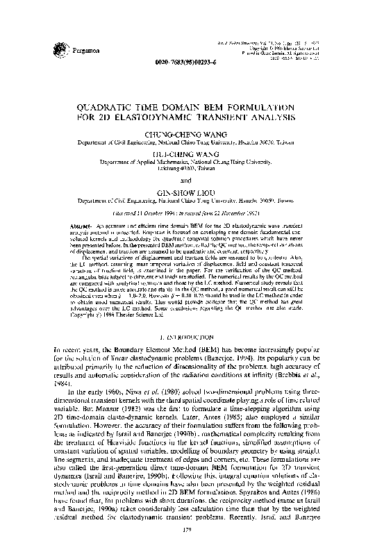 (PDF) Quadratic time domain BEM formulation for 2D elastodynamic ...